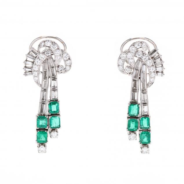 platinum-diamond-and-emerald-earrings