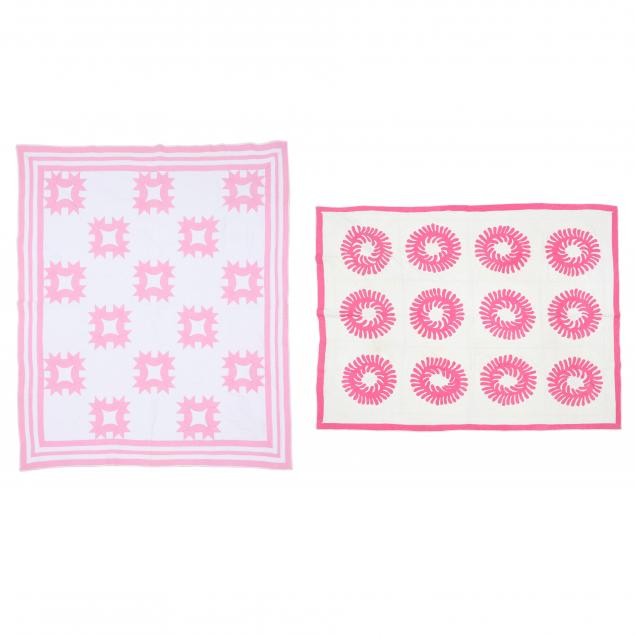 two-pink-and-white-quilts