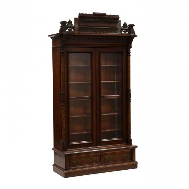 renaissance-revival-carved-walnut-tall-bookcase