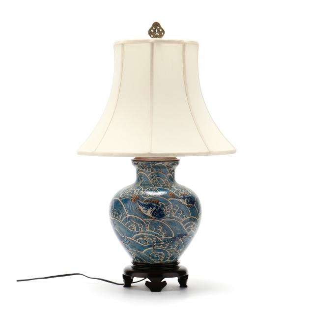 an-asian-style-vase-lamp-with-waves-and-sea-creatures