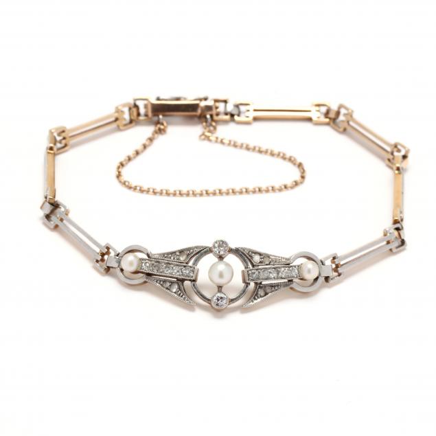art-deco-platinum-topped-gold-pearl-and-diamond-bracelet