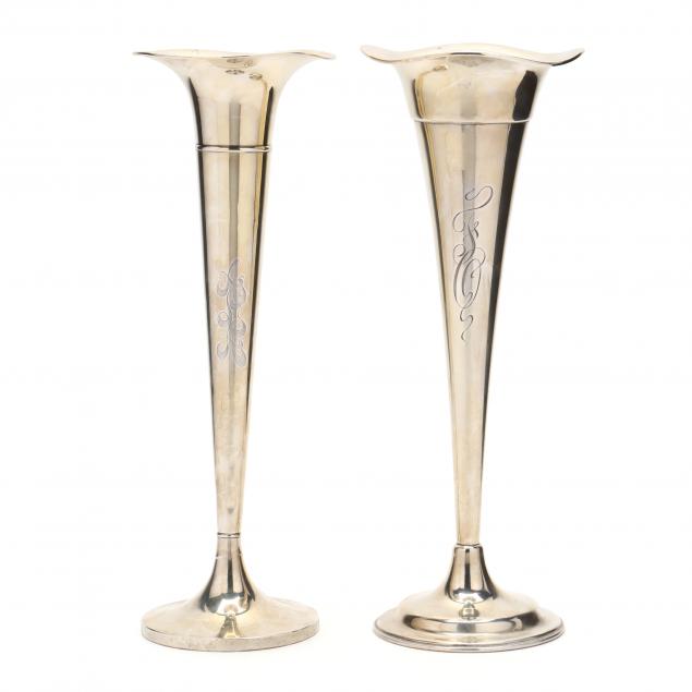 two-tall-sterling-silver-trumpet-vases