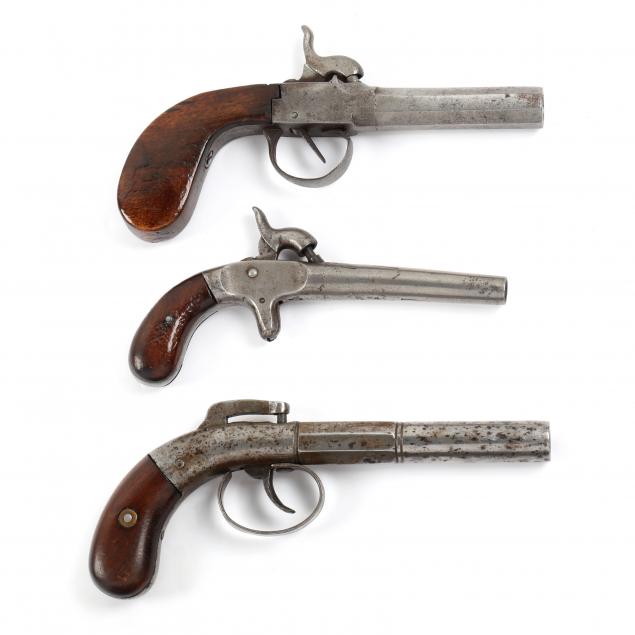 three-mid-19th-century-single-shot-percussion-boot-pistols