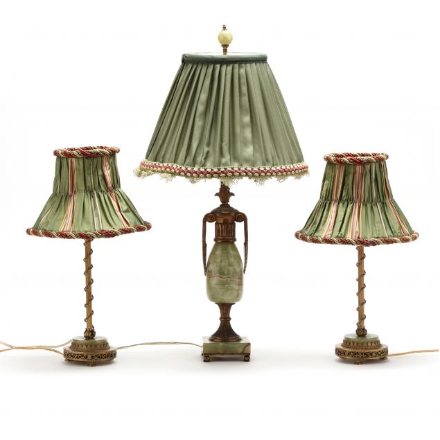 three-neoclassical-style-green-hardstone-and-ormolu-table-lamps