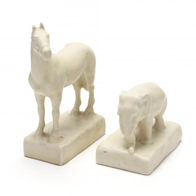 rookwood-horse-and-elephant-paperweights