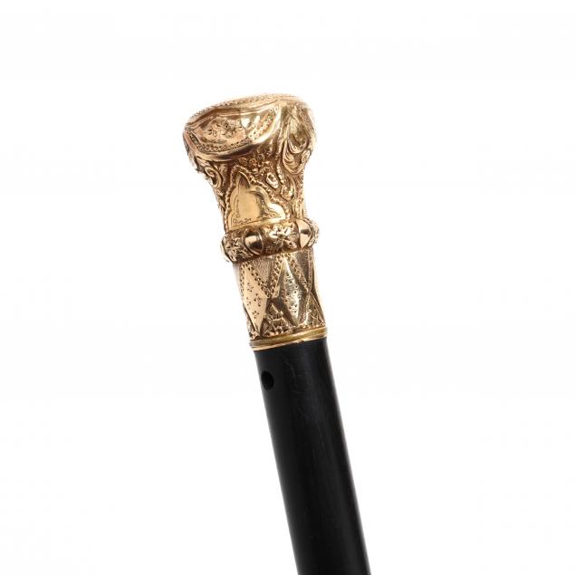 antique-gold-tone-handled-walking-stick