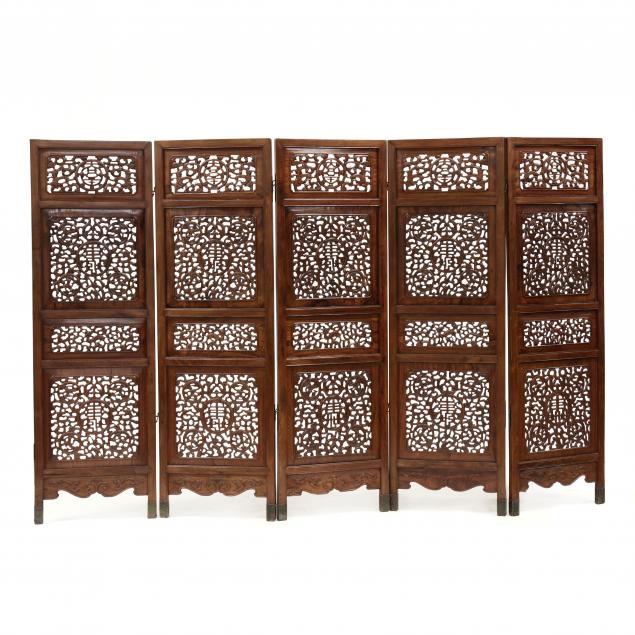 chinese-carved-hardwood-five-panel-floor-screen
