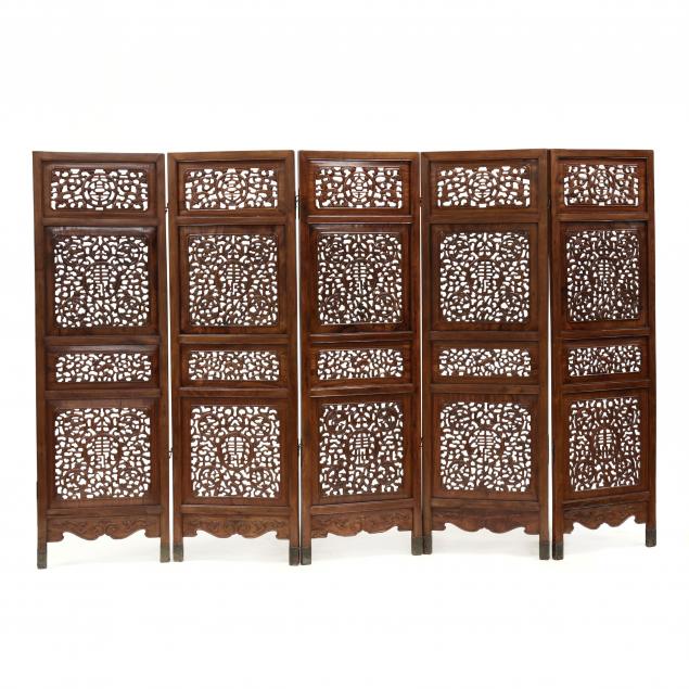 chinese-carved-hardwood-five-panel-floor-screen