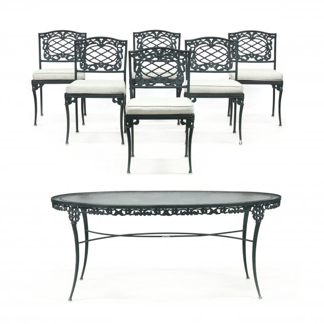 brown-jordan-patio-table-and-six-chairs
