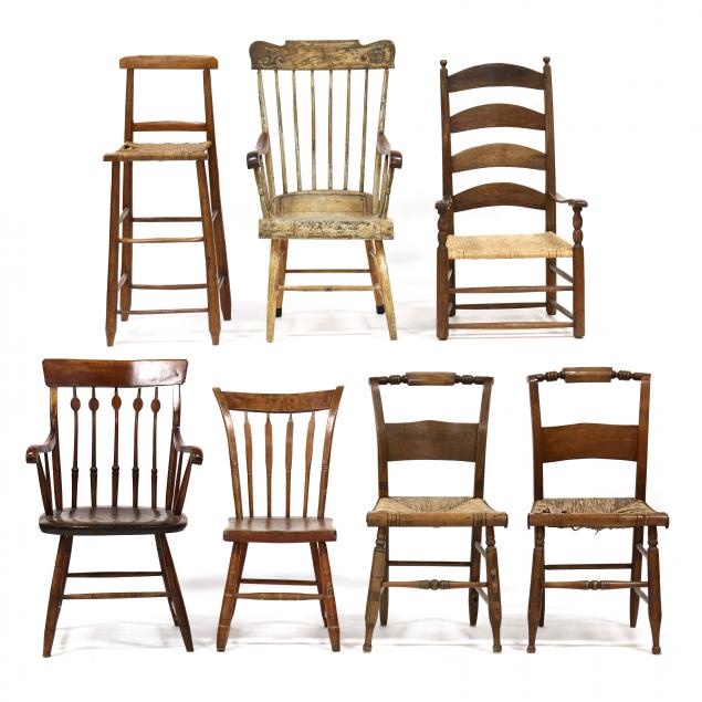 seven-assorted-antique-american-chairs