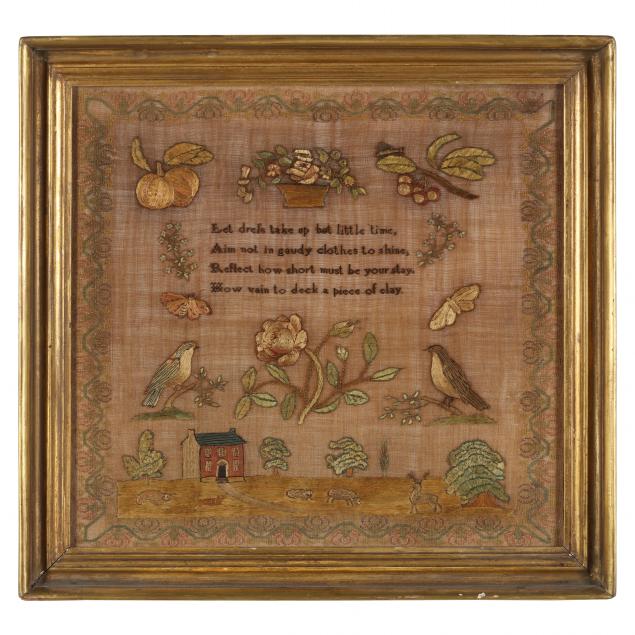 framed-antique-pictorial-needlework-british