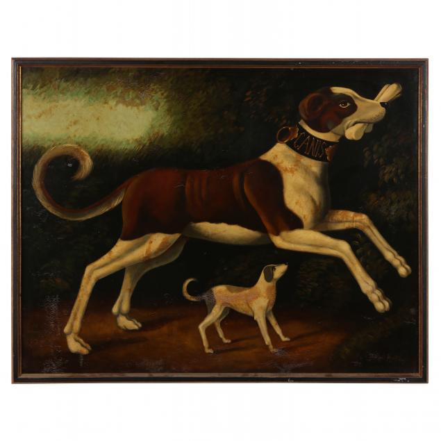 a-large-contemporary-decorative-painting-of-dogs