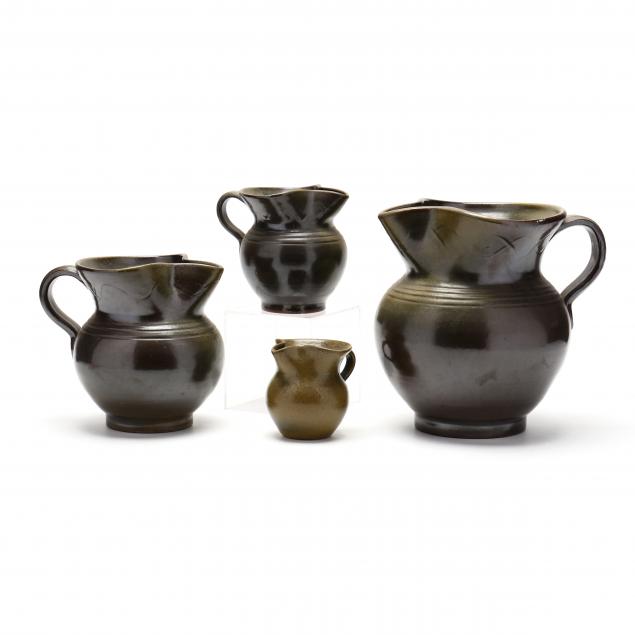 ben-owen-master-potter-1959-1972-seagrove-nc-four-graduated-pottery-pitchers
