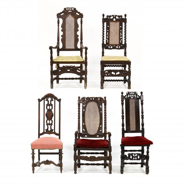 five-assorted-william-and-mary-style-chairs