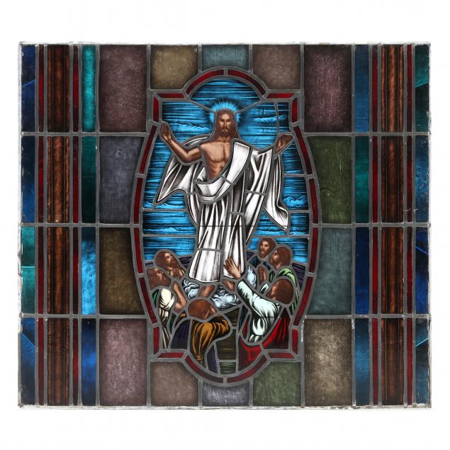 architecturally-salvaged-stained-glass-window-depicting-the-ascension-of-christ