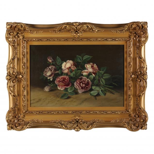 antique-american-school-still-life-painting-with-lilac-roses