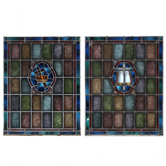 two-architecturally-salvaged-stained-glass-windows