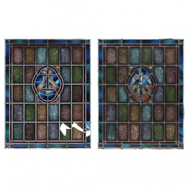 two-architecturally-salvaged-stained-glass-windows