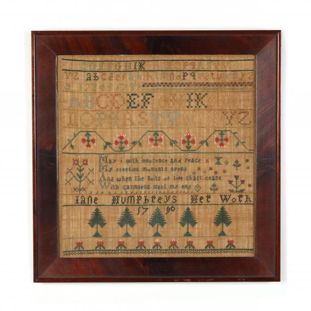 jane-humphreys-framed-needlework-sampler-dated-1790-pennsylvania
