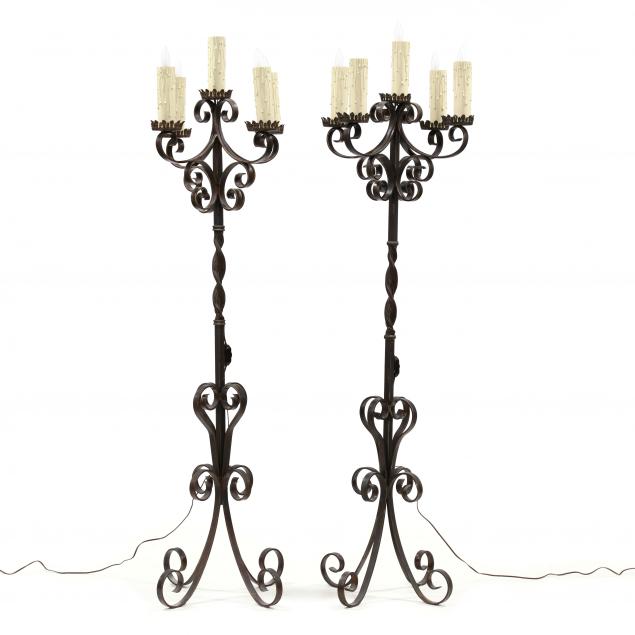 pair-of-spanish-style-iron-torchiere-floor-lamps