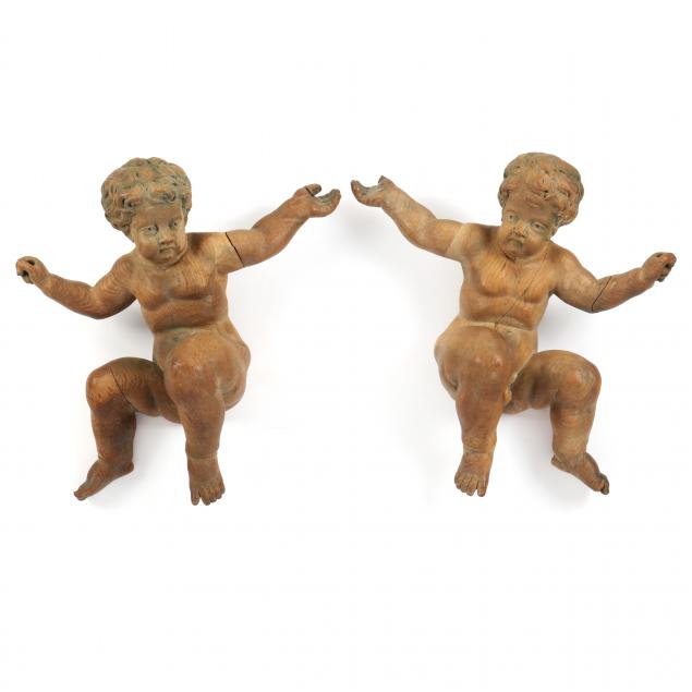 pair-of-continental-carved-oak-putti