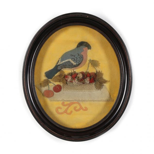 antique-stumpwork-of-a-bullfinch-and-strawberries-england