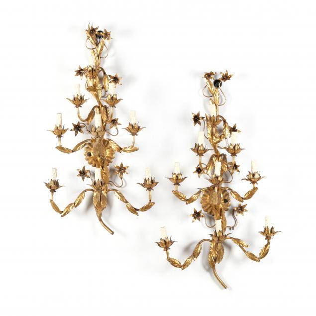 pair-of-italian-gilt-metal-tiered-sconces