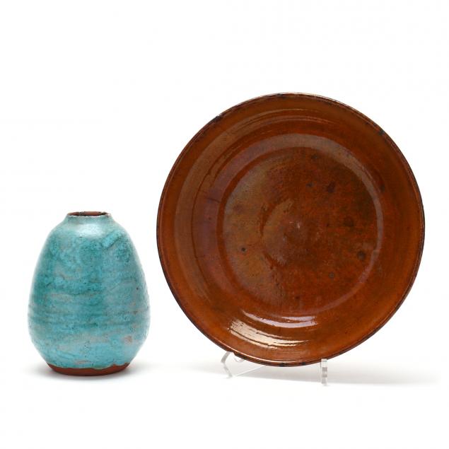 jugtown-nc-pottery-vase-and-dish