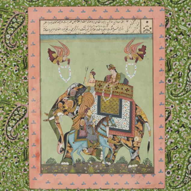 an-indian-painting-of-a-royal-couple-and-composite-elephant