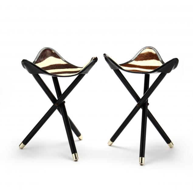 pair-of-vintage-tripodal-zebra-skin-campaign-stools