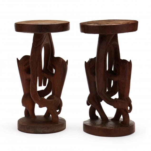 near-pair-of-vintage-african-figural-carved-stools