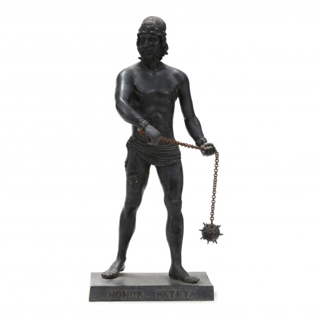cast-bronze-statue-of-a-gladiator-wielding-a-mace