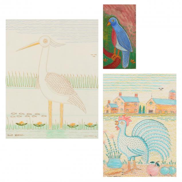 john-jack-savitsky-american-1910-1991-birds-three-paintings