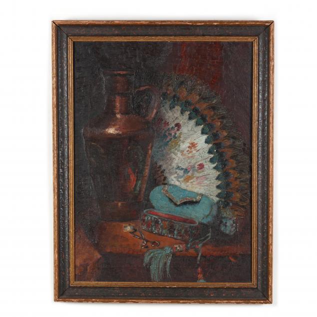c-brady-american-circa-1900-still-life-with-fan-and-sewing-accoutrements
