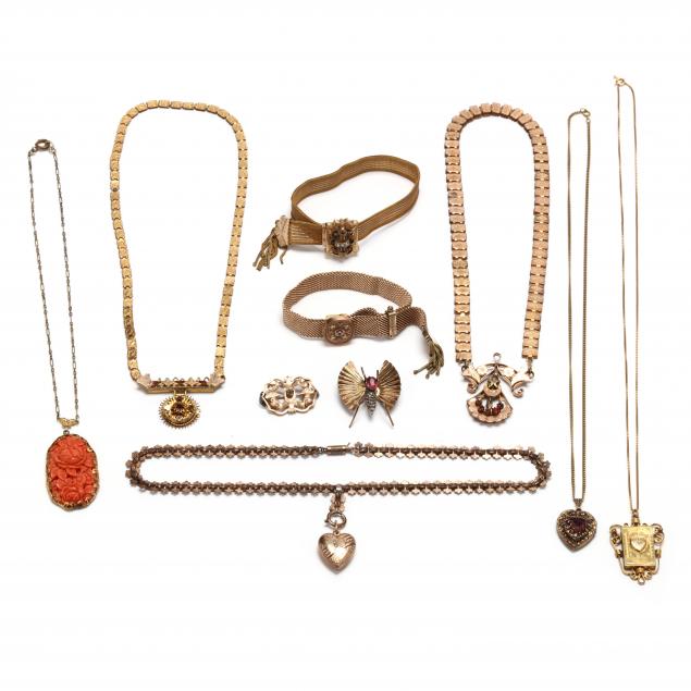 group-of-vintage-gold-filled-jewelry-items
