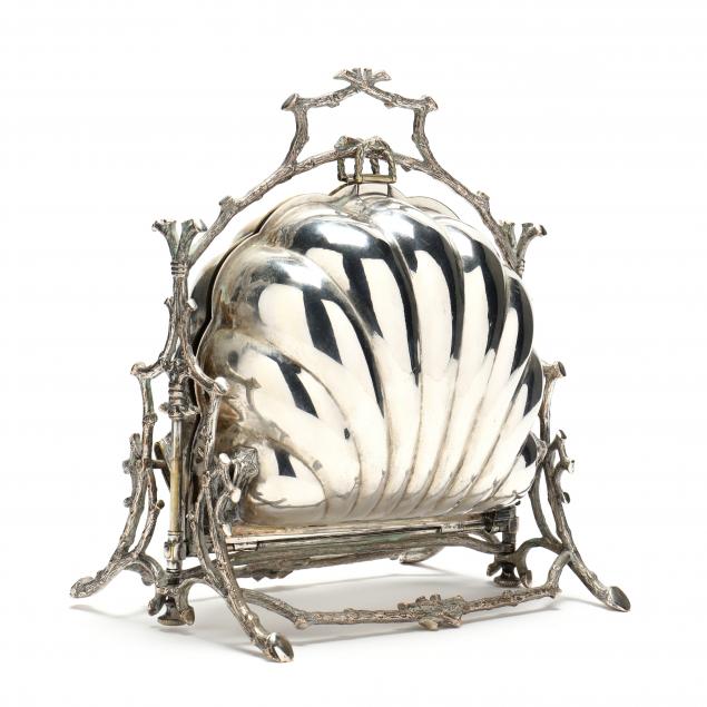 a-victorian-silverplate-shell-and-twig-form-biscuit-box