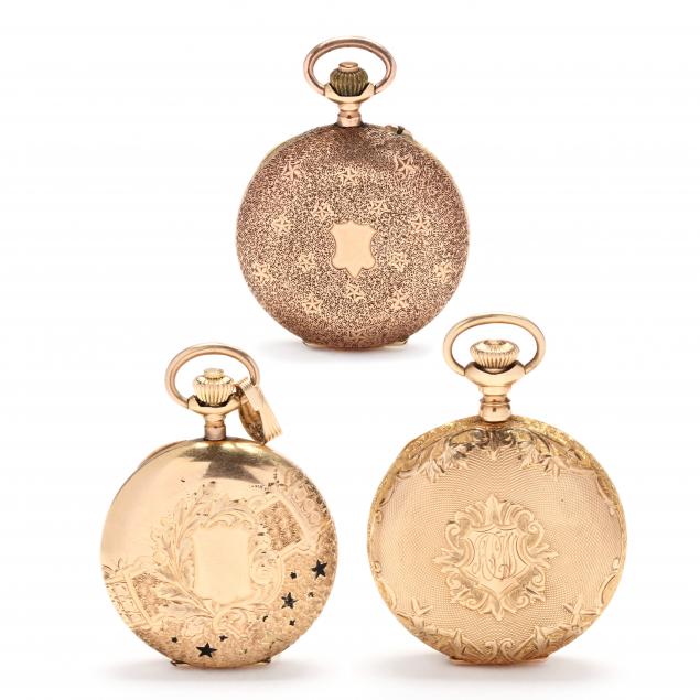 three-lady-s-antique-gold-hunter-case-pocket-watches