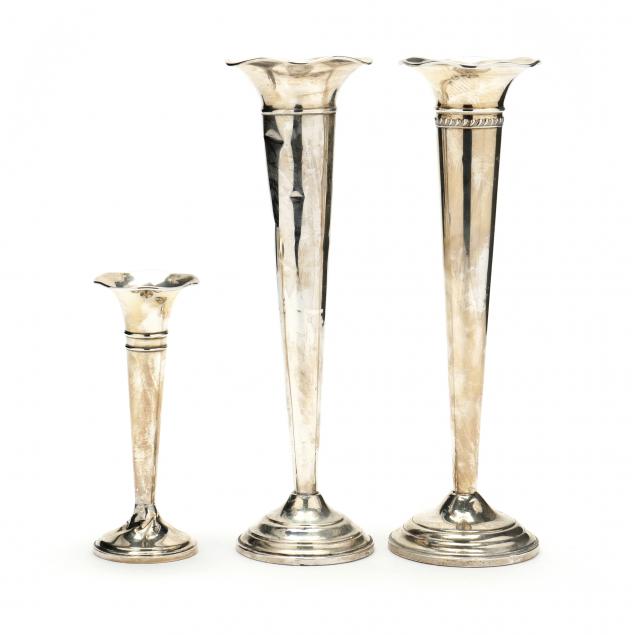 three-american-sterling-silver-bud-vases