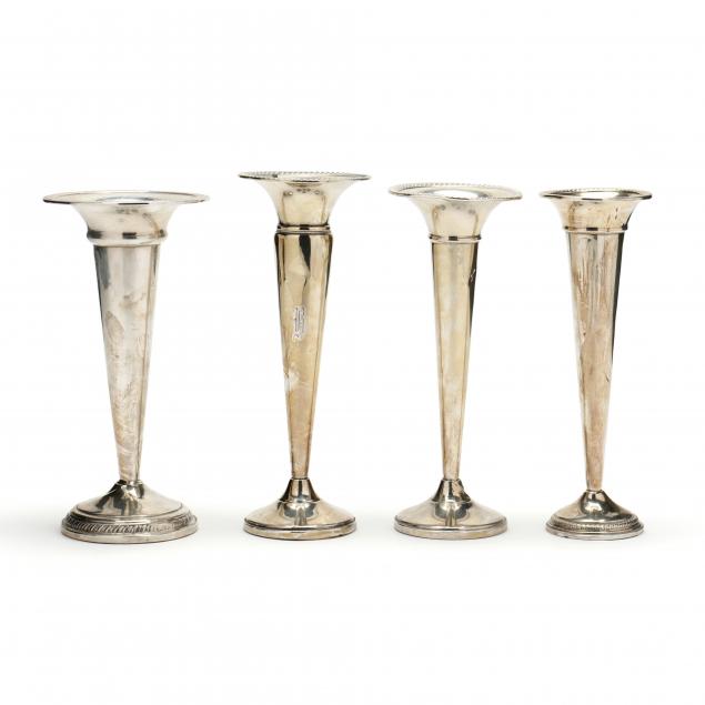 four-american-sterling-silver-bud-vases