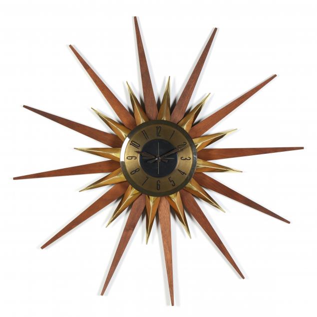 american-mid-century-brass-and-walnut-sunburst-wall-clock