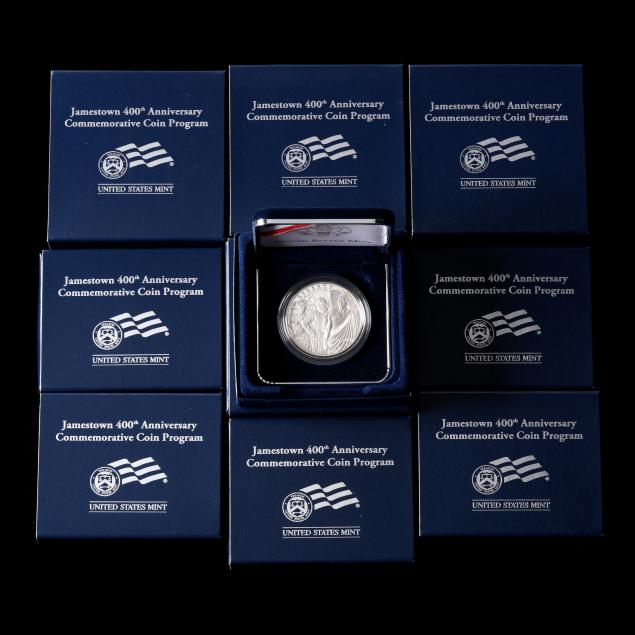 five-5-uncirculated-and-five-5-proof-2007-jamestown-400th-anniversary-silver-dollars