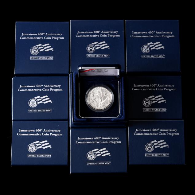 five-5-uncirculated-and-five-5-proof-2007-jamestown-400th-anniversary-silver-dollars