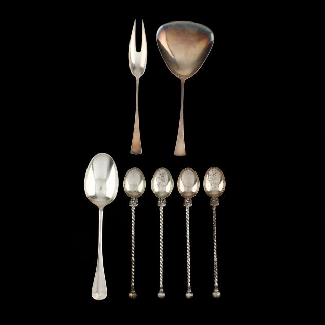 group-of-sterling-silver-and-800-silver-flatware