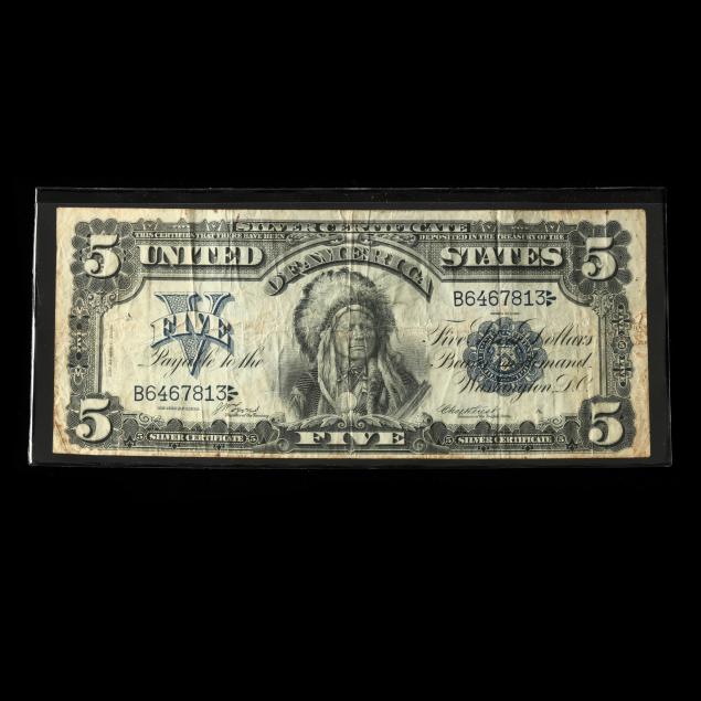 series-1899-5-silver-certificate-featuring-hunkpapa-sioux-chief-takota-inyanka