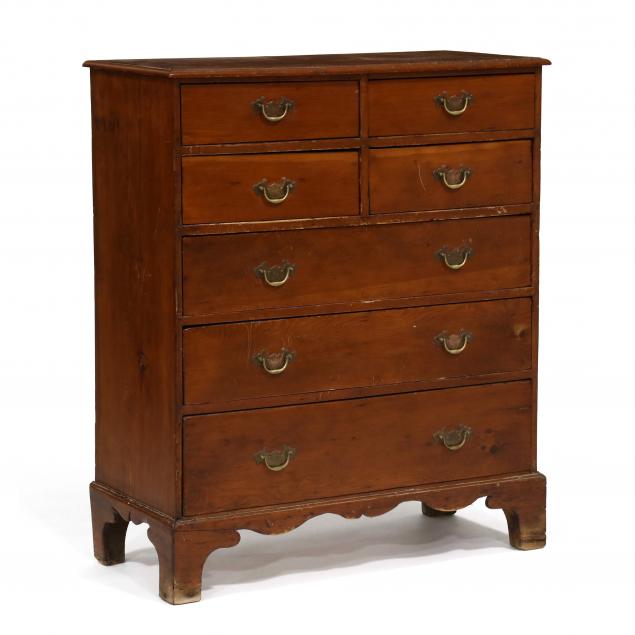 american-country-chippendale-pine-semi-tall-chest-of-drawers