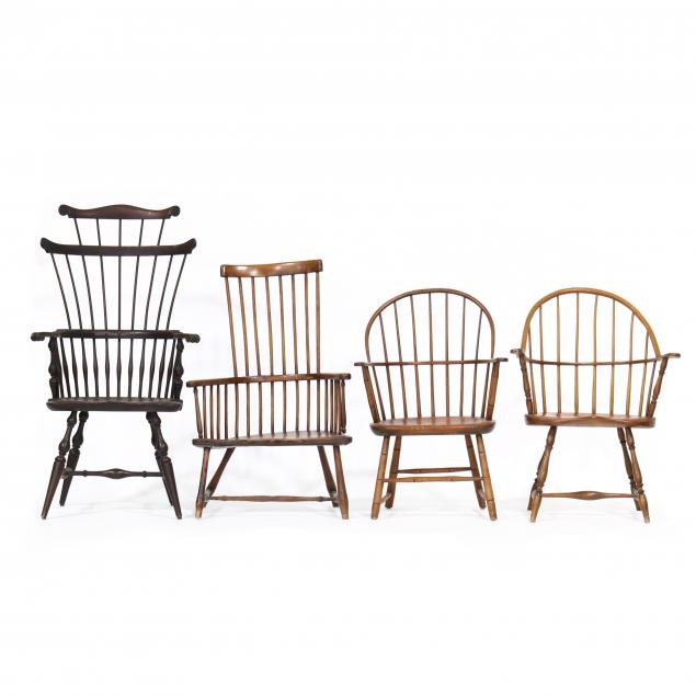 four-assorted-windsor-armchairs