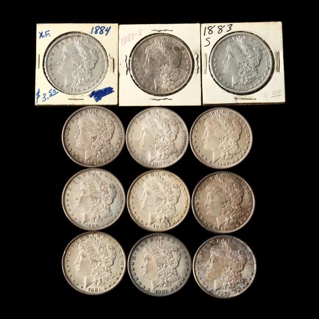 twelve-12-attractive-morgan-silver-dollars