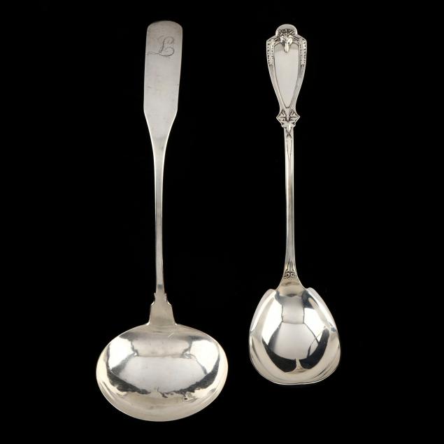 two-antique-american-coin-silver-ladles