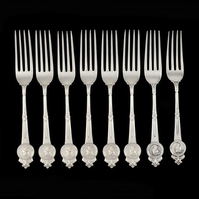 a-grouping-of-eight-gorham-i-medallion-i-sterling-silver-forks