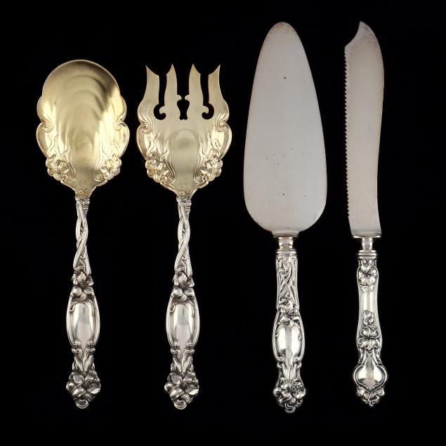 four-art-nouveau-sterling-silver-servers